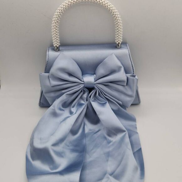 NWOT Steve Madden Cossette Blue Mini Handbag Bow Dustbag Crystal Embellished - Picture 1 of 11